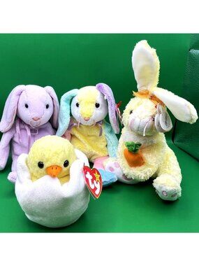 Ty Beanie Babies Easter Bunnies Spring Lot 4 Beanbag Plush Stuffed Animal Rabbit